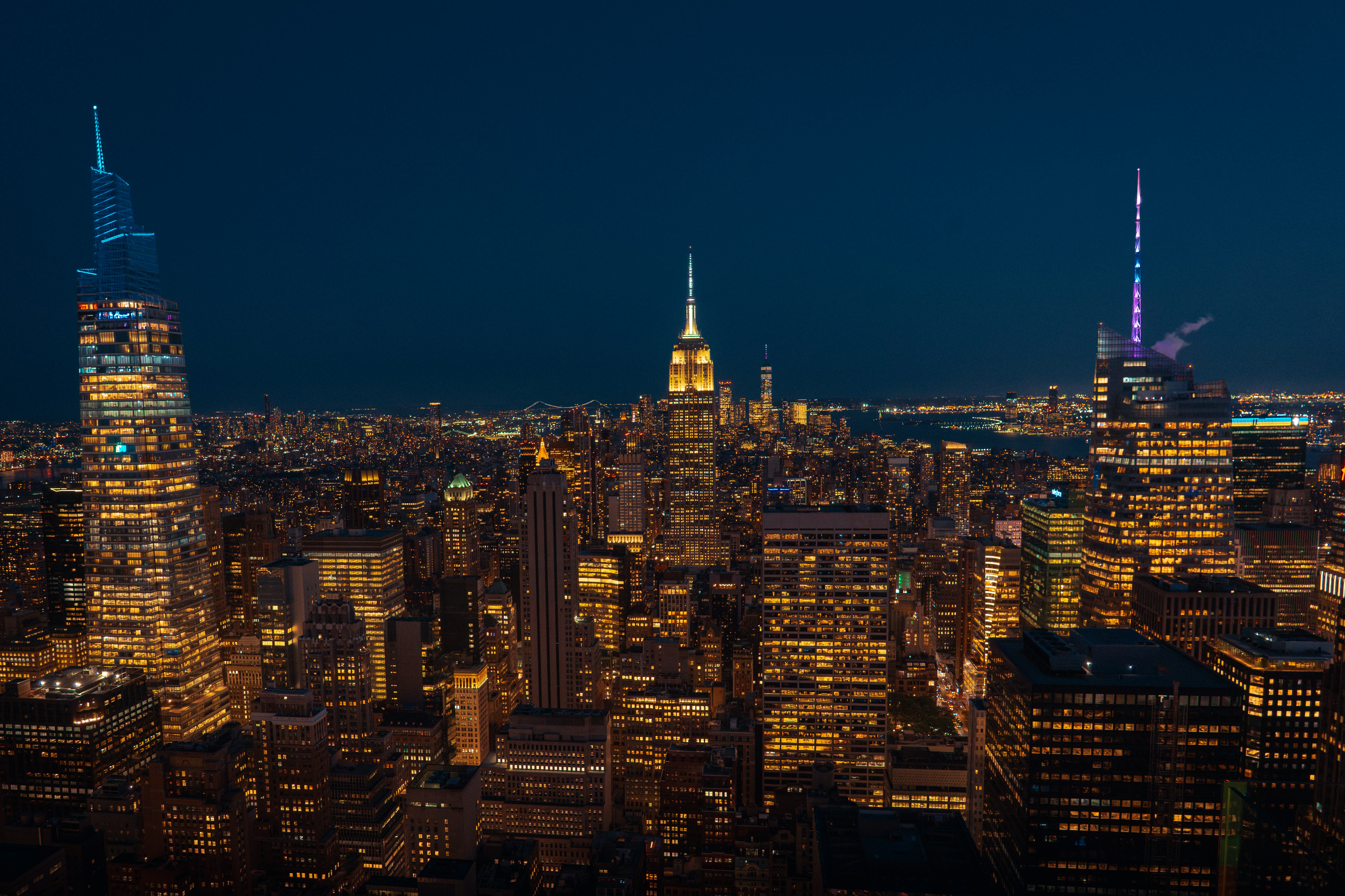 New York City skyline at dusk
